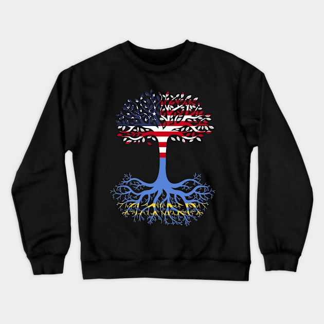 American Grown Aruba Roots Aruba Flag Crewneck Sweatshirt by BramCrye